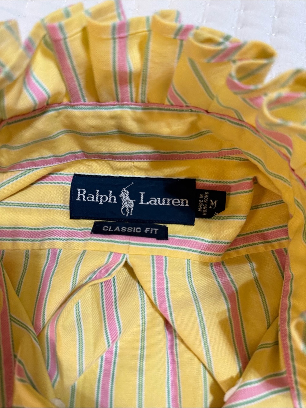 Upcycled Ralph Lauren Yellow Multi-Striped Button-Down Shirt - Picture 7 of 9